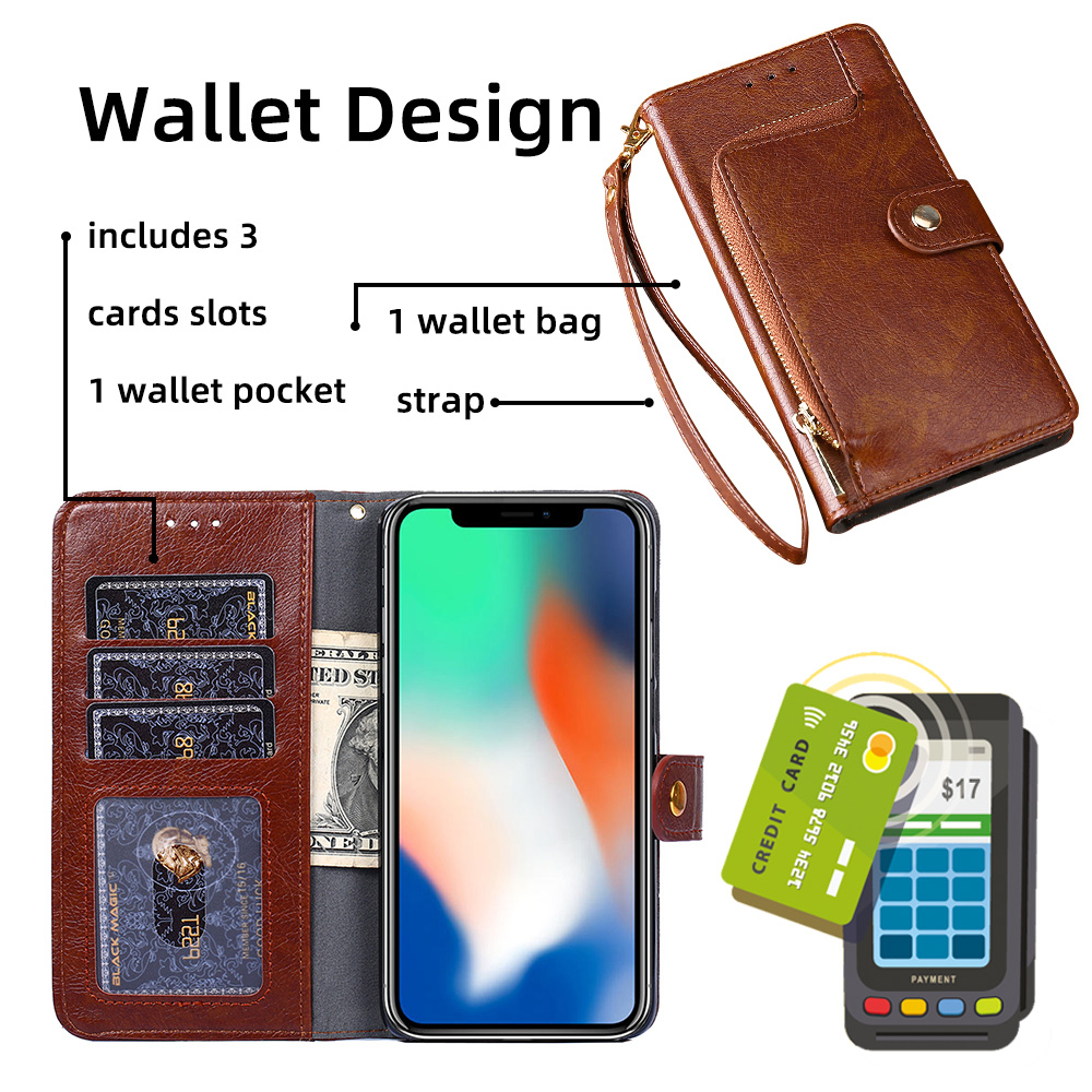 Case For  Huawei P30 lite Casing Wallet Flip Leather Case Phone Case TPU Back Cover Zipper Card. 