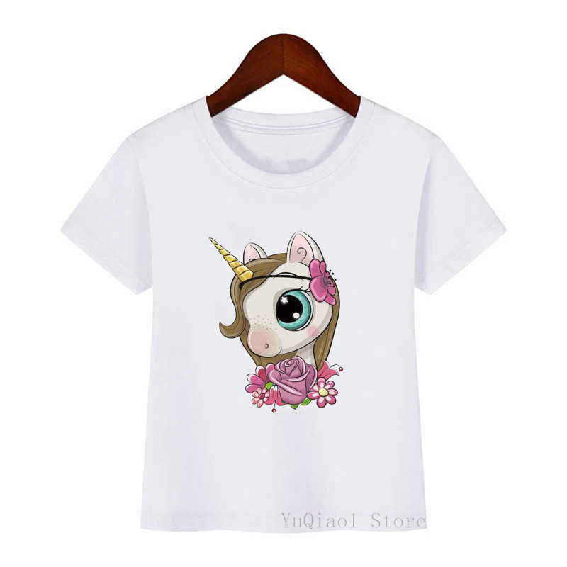 Cute cartoon panda/unicorn print kids clothes lovely boy girl T-shirt top summer white camisetas Child T shirt tee casual tshirt. 