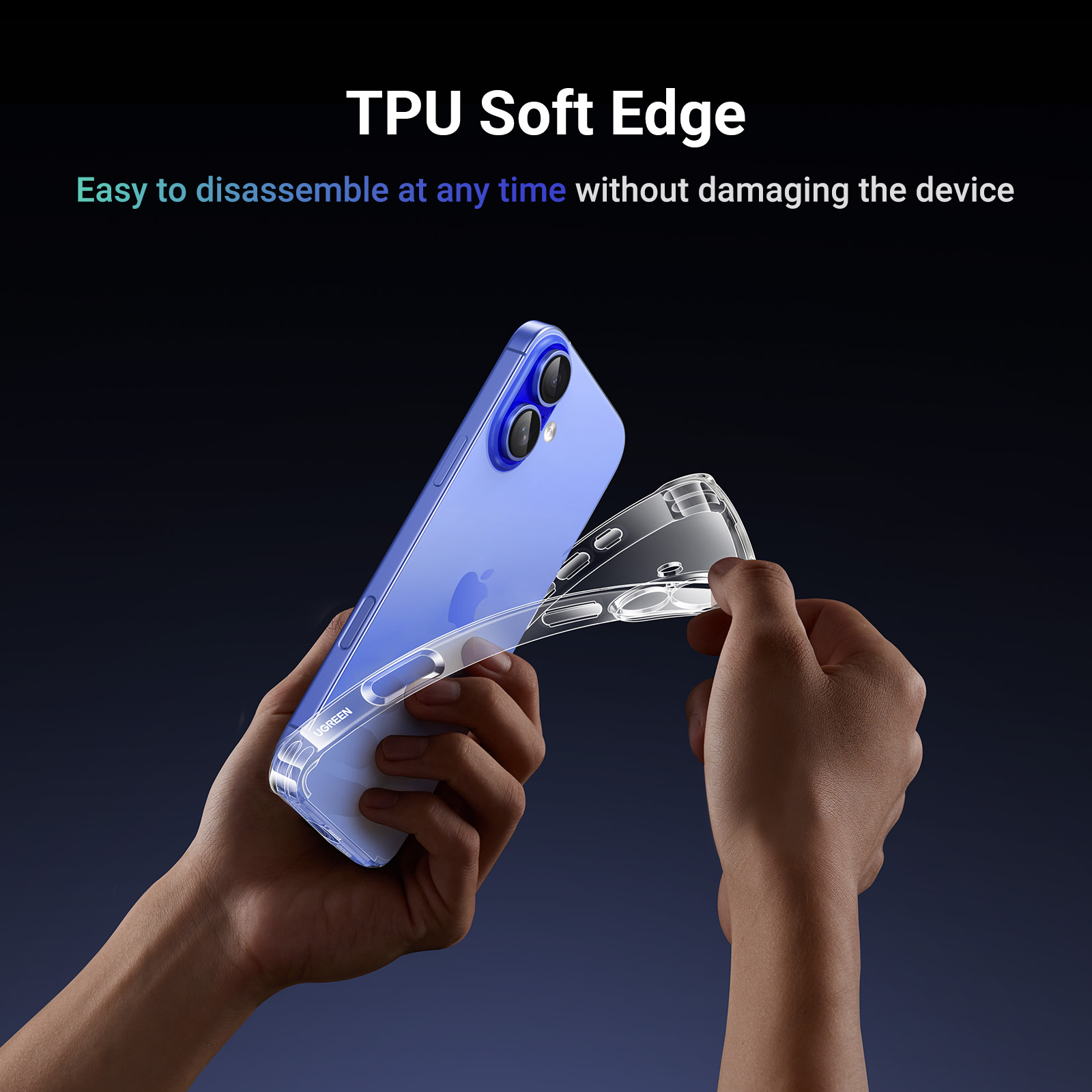 UGREEN Crystal Clear Air Bag Series Mobile Phone Case for iPhone 16 for iPhone 16 Pro Max for iPhone 16 Pro for iPhone 16 Plus. 