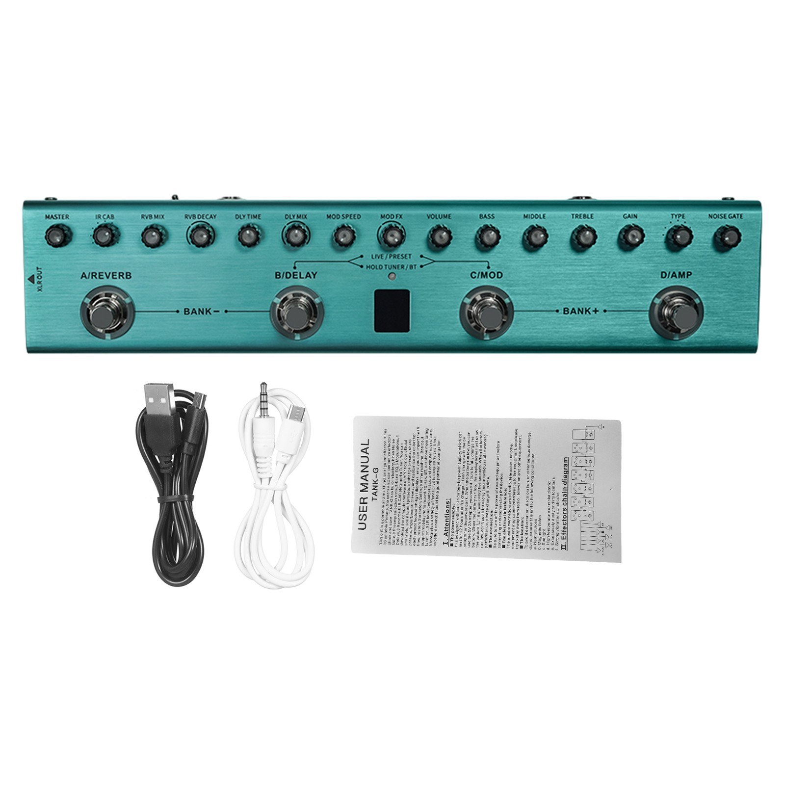 M-VAVE TANK-G Guitar Multi Effects Pedal 3 Band Equalizers XLR Balanced Output 3 Delays 3 Reverbs Guitar Effects Pedal