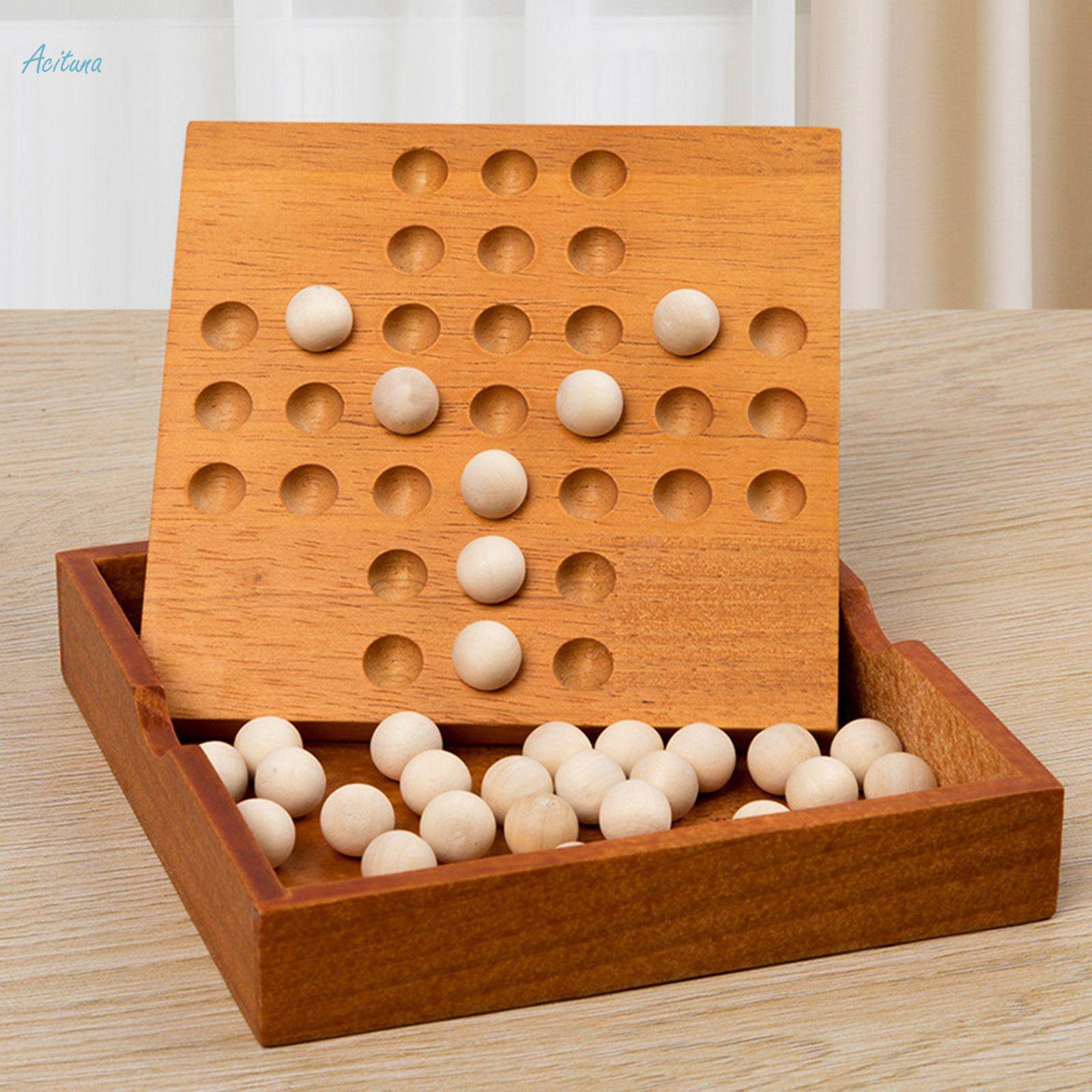 Peg Solitaire Board Game Chess Tabletop Game Marbles Game Board Classical and 33 Marbles. 