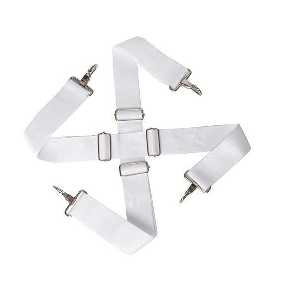 thumbnail image 2 of Adjustable Bass Drum Shoulder Strap - White Nylon Parade Marching Drum Carrier Harness 2 of 3
