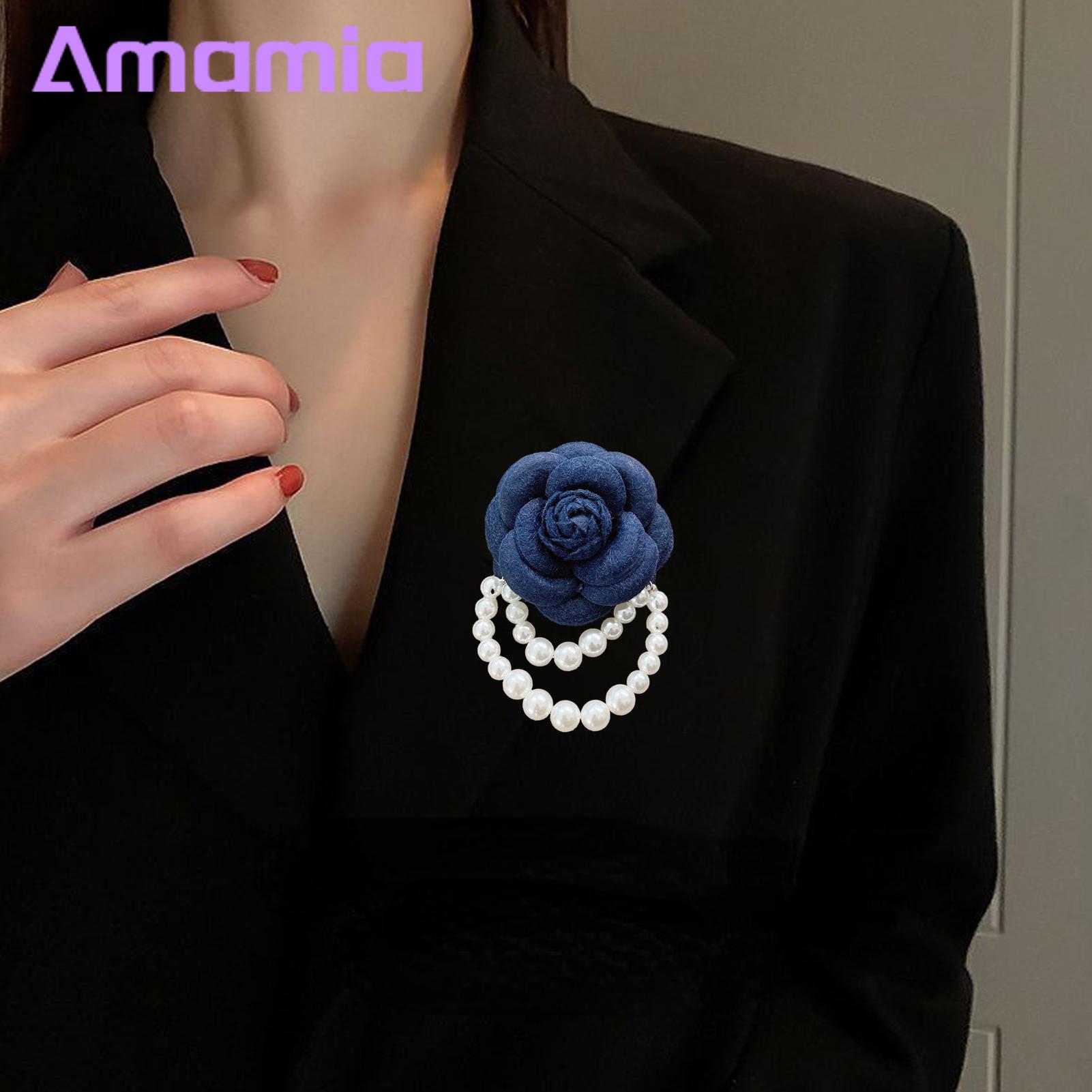 Brooch Cloth Rose Elegant Vintage Flower High Gloss Faux Pearl