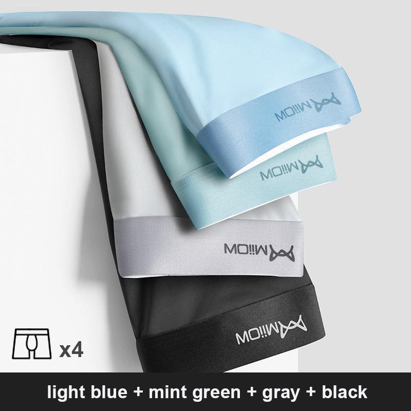 MiiOW 4Pcs Lot Men Boxer Shorts Graphene Antibacterial Ice Silk Underwear Man Boxershorts Seamless Breathable Male Panties L-5XL. 