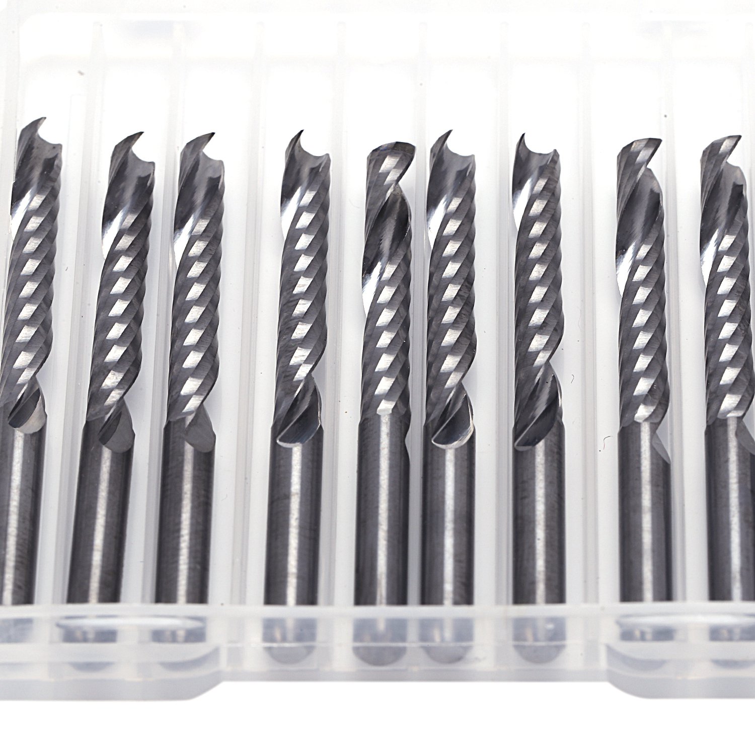 10Pcs Cnc Router Bits 3.175 X 22Mm Single Flute Spiral Carbide. 