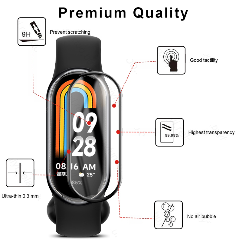  Screen Protector Compatible for Xiaomi Mi Band 8 Active Case,  Soft TPU Plated Case All-Around Protective Screen Full Cover Bumper  Compatible for Xiaomi Mi Band 8 Active Smart Watch (8Colors) 