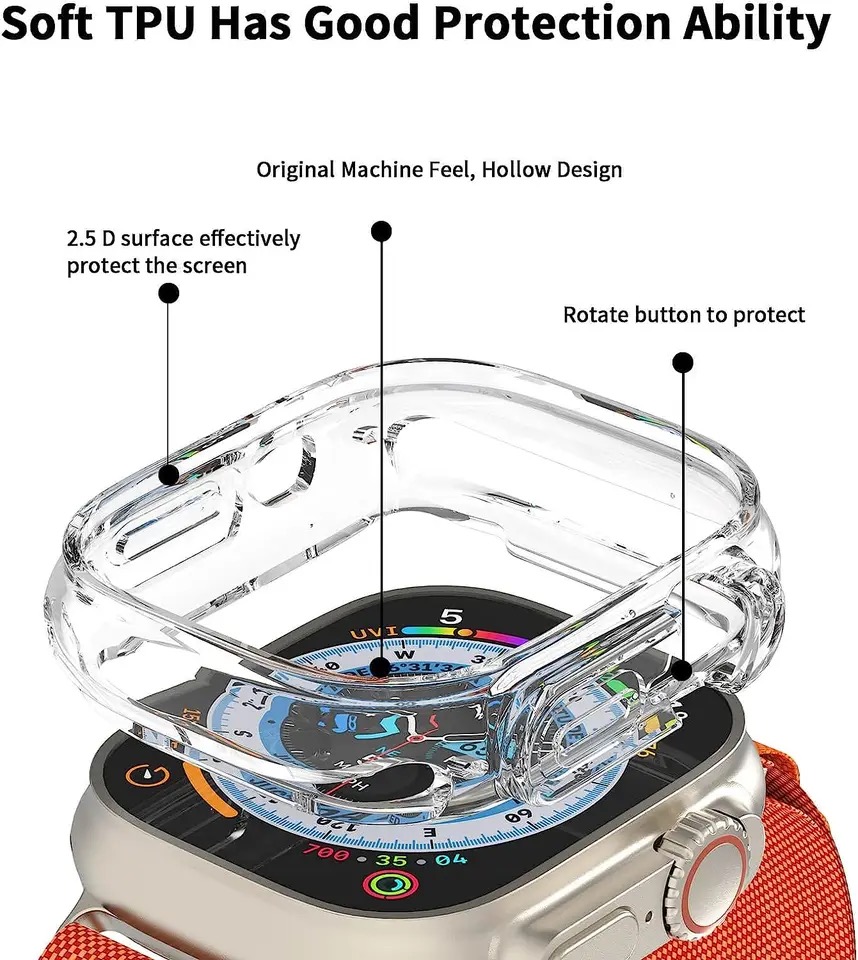 Apple Watch Ultra/Ultra 2 49mm Silicone Cover Full Protection Case with Screen Protector. 