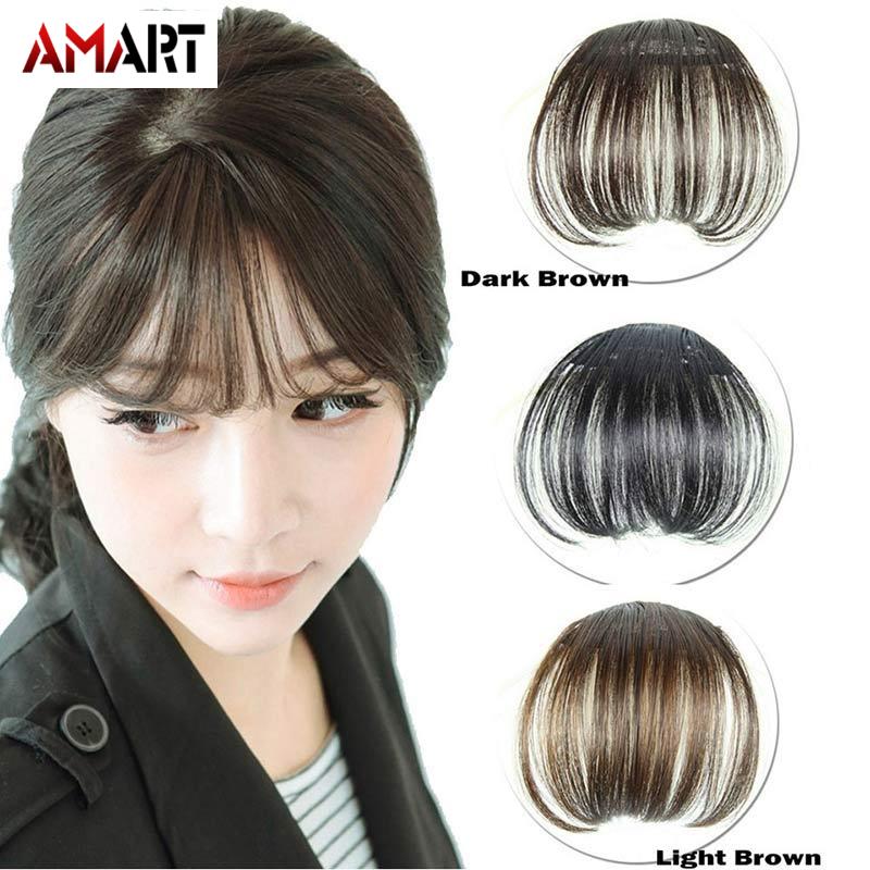Women Clip Bangs Hair Extension Fringe Hairpieces False Synthetic Hair Clips Front Neat Bang. 