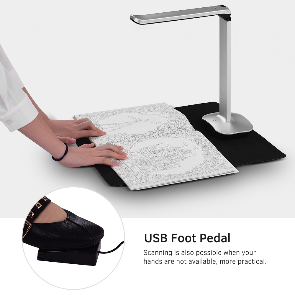 F50 Foldable HD High Speed USB Book Image Document Camera Scanner 15 Mega-Pixels A3 & A4 Scanning Size with LED Light for Classroom Office Library Bank for Windows. 