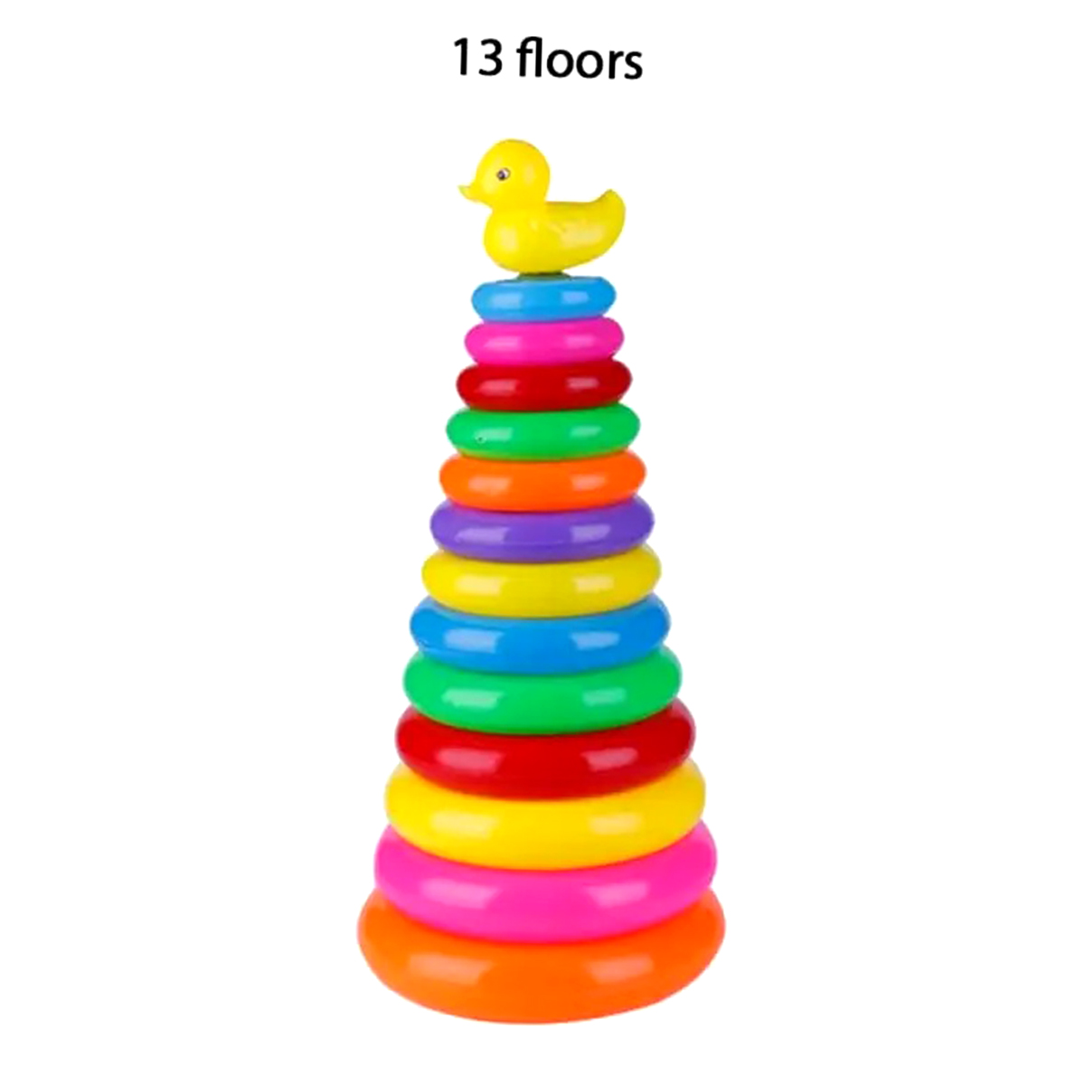 Rainbow rings stacking with Duck Toy 5 to13 Rings,  Colors, 1 Duck