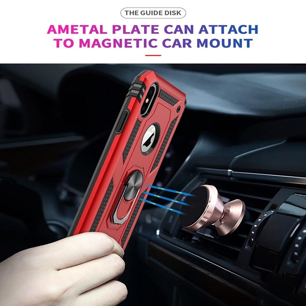 xprmy for iPhone X XS phone Case Luxury Armor Shockproof TPU PC 2 in 1 360 Degree Rotating Holder Ring Back Cover. 