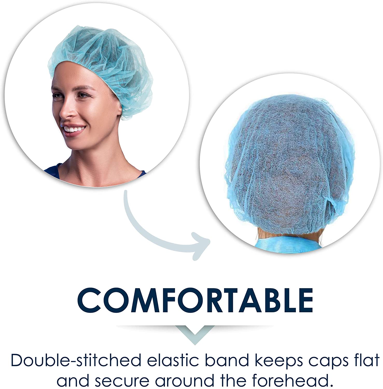 25PcsxDisposable Hair Covers for Nurses, Salons, Food Service - Disposable Surgical Caps/Hair Nets – Lightweight Medical Scrub Hats, Disposable Head Covers, Blue. 