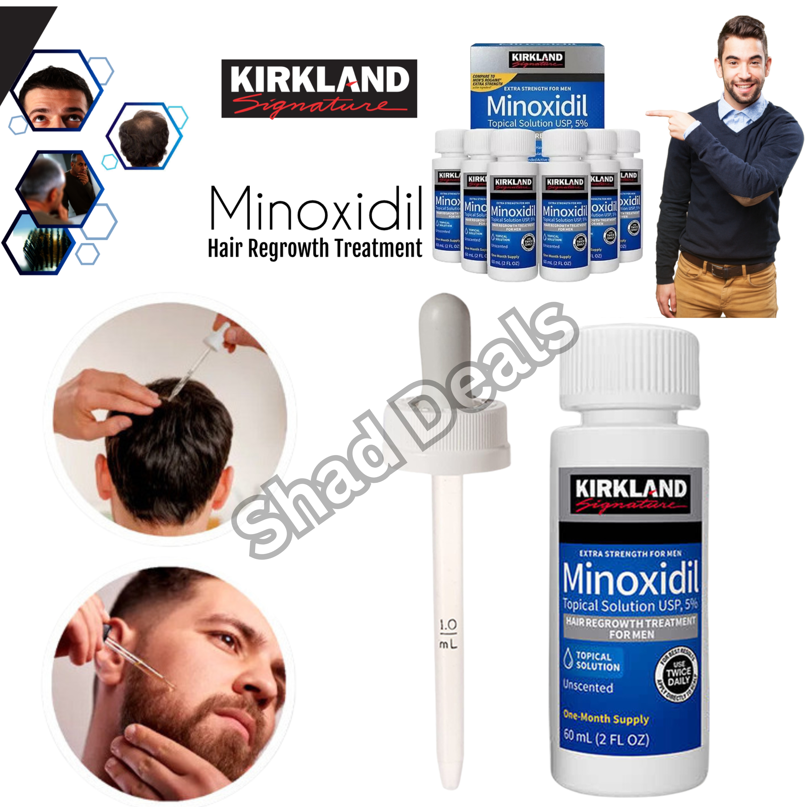 KIRKLAND MINOXIDIL 5% USA HAIR & BEARD REGROWTH TREATMENT. 