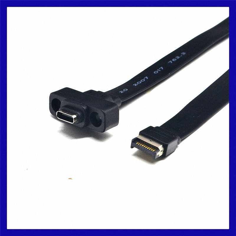 USB 3.1 Front Panel Type E Male To USB-C Type C Expansion Cable Computer Motherboard Connector Wire Cord Line, 80Cm. 