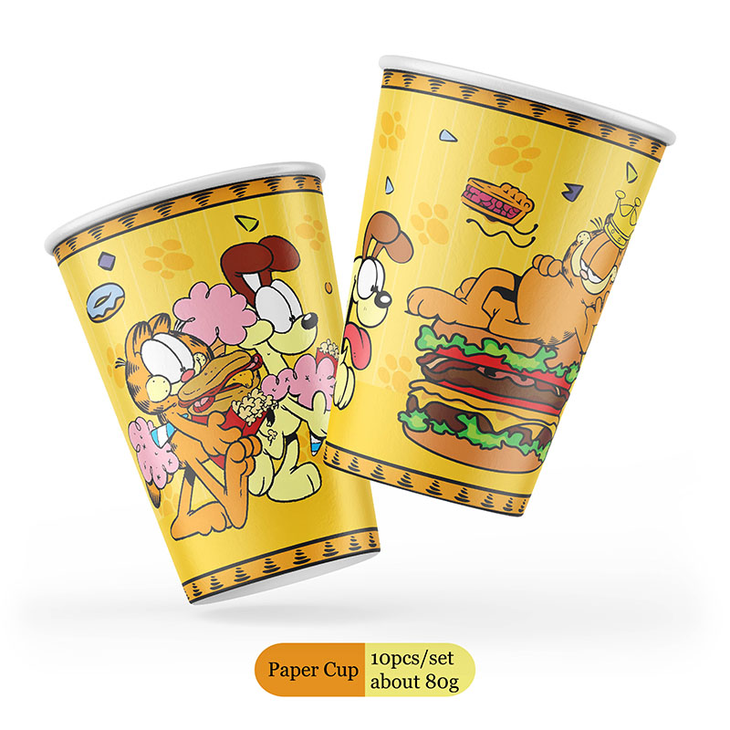 Cartoon Cute Garfield Birthday Party Decorations Set Tableware Paper Napkins Plates Cups Childrens Happy Birthday Supplies. 