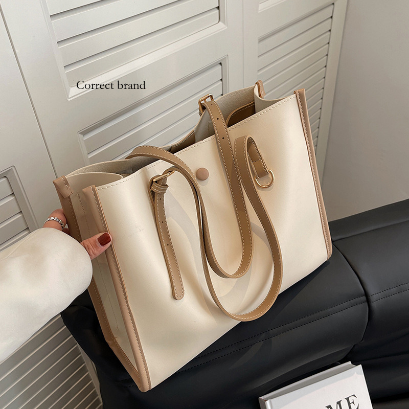 High End Fashion New Large Capacity Designer With Textured PU Material Single Shoulder Double Tote Commuter Bag For_voghion.com