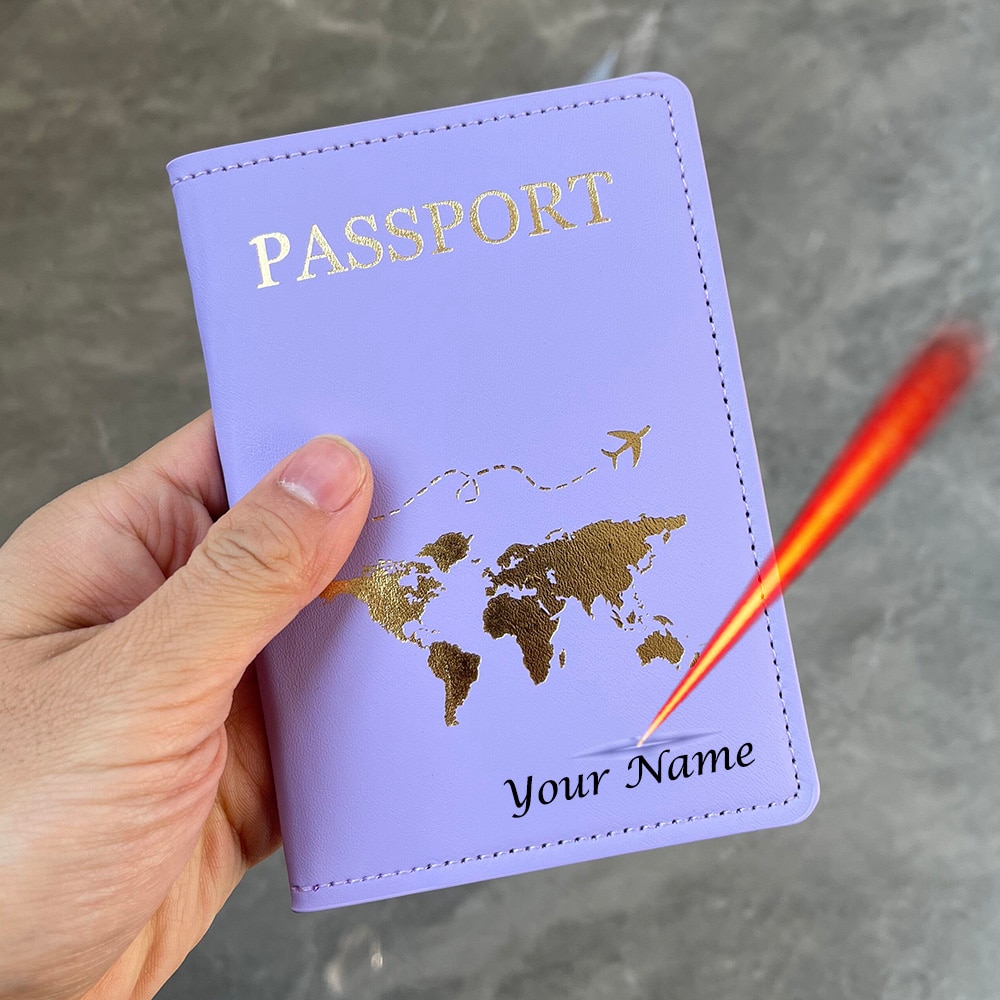 【Hot】 Cute Personalised Passport Covers With Names Couple Customized Name Passport Cover Name In Black Color. 