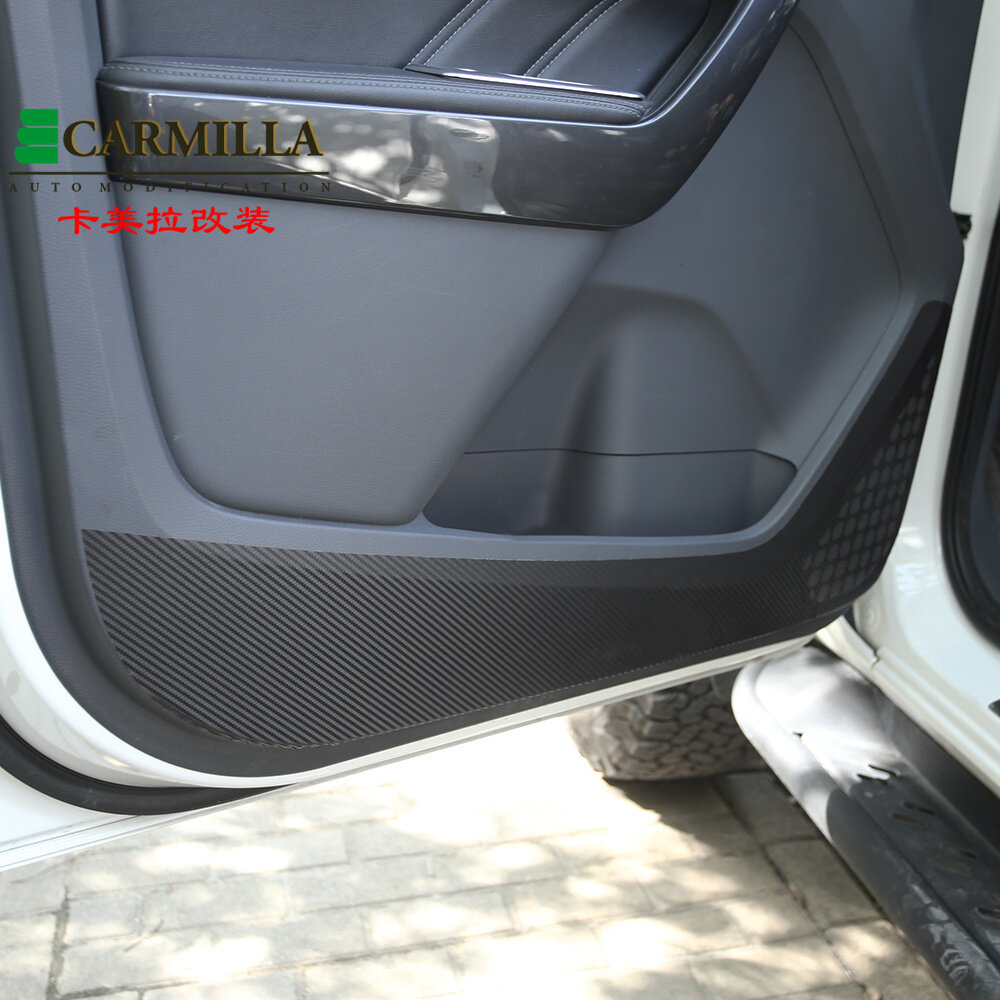 【Miga Plaza】4pcs Carbon Fiber Color Car Door Anti-kick Film Cover For Ford Everest Endeavour Accessories 2015 2016 2017 2018 2019 2020 +