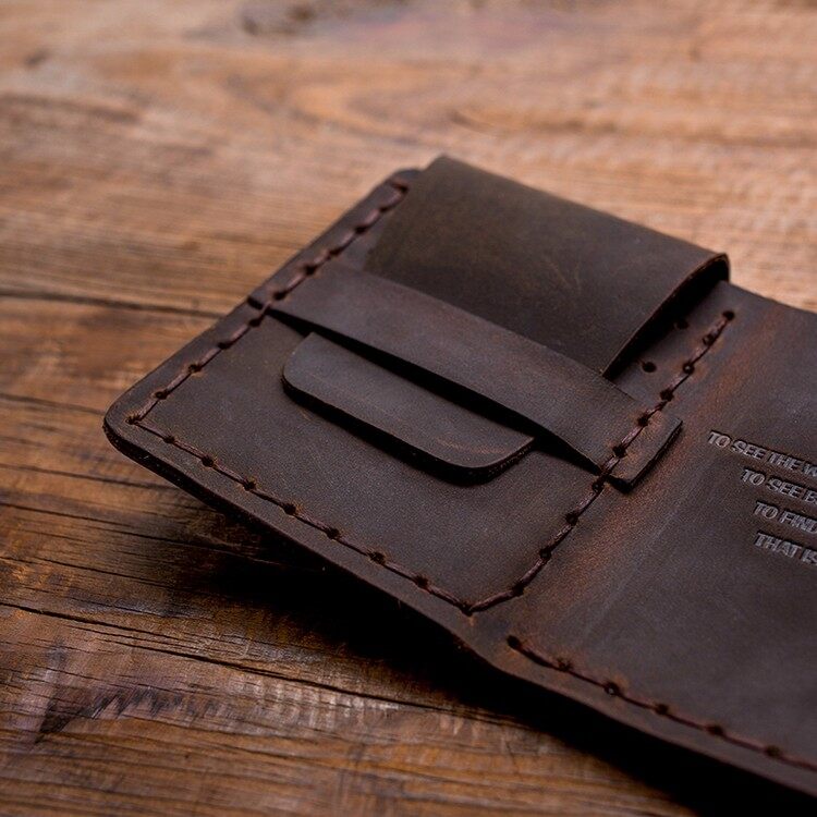 【ZIME】 Leather Wallet For Men The Secret Life Of Walter Mitty Vintage Crazy Horse Cow Leather Handmade Money clips  Leather male Purse Money Bag with coin pocket WF207. 