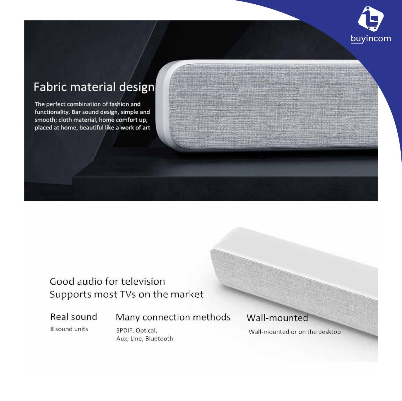 Xiaomi Mi TV Sound Bar TV Stereo Speaker With 8 Sound Units For Home Television Mi SoundBar White/Black. 