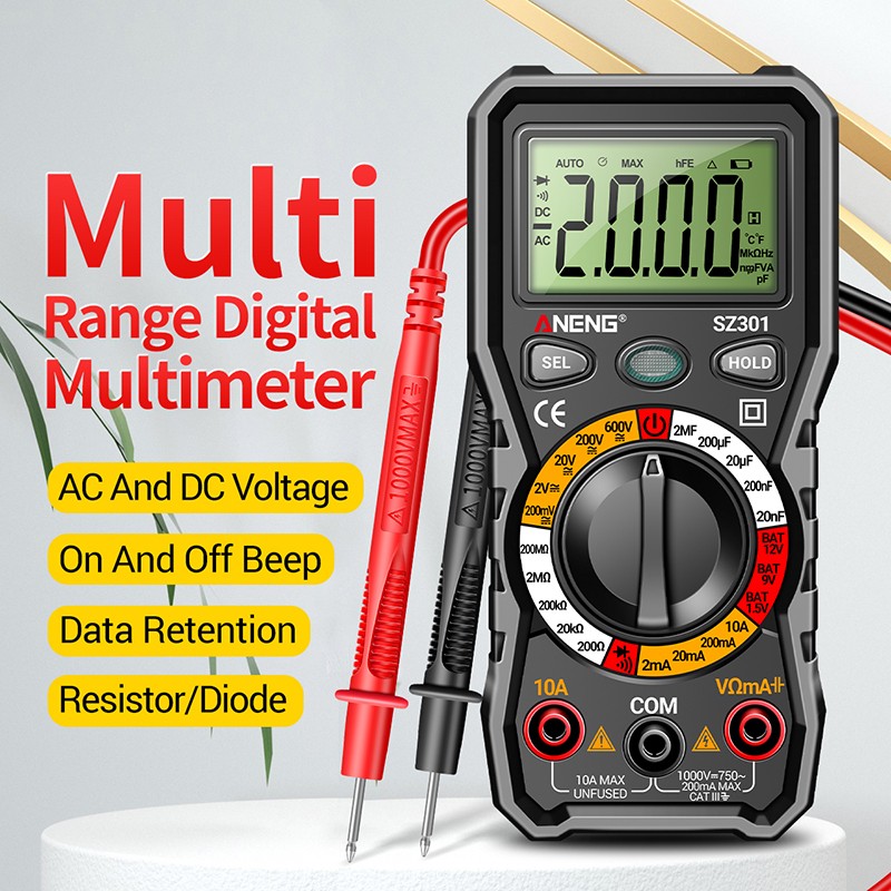 ANENG SZ301 Digital Multimeter 2000 Count Voltage Tester Current Measuring Meter Tool