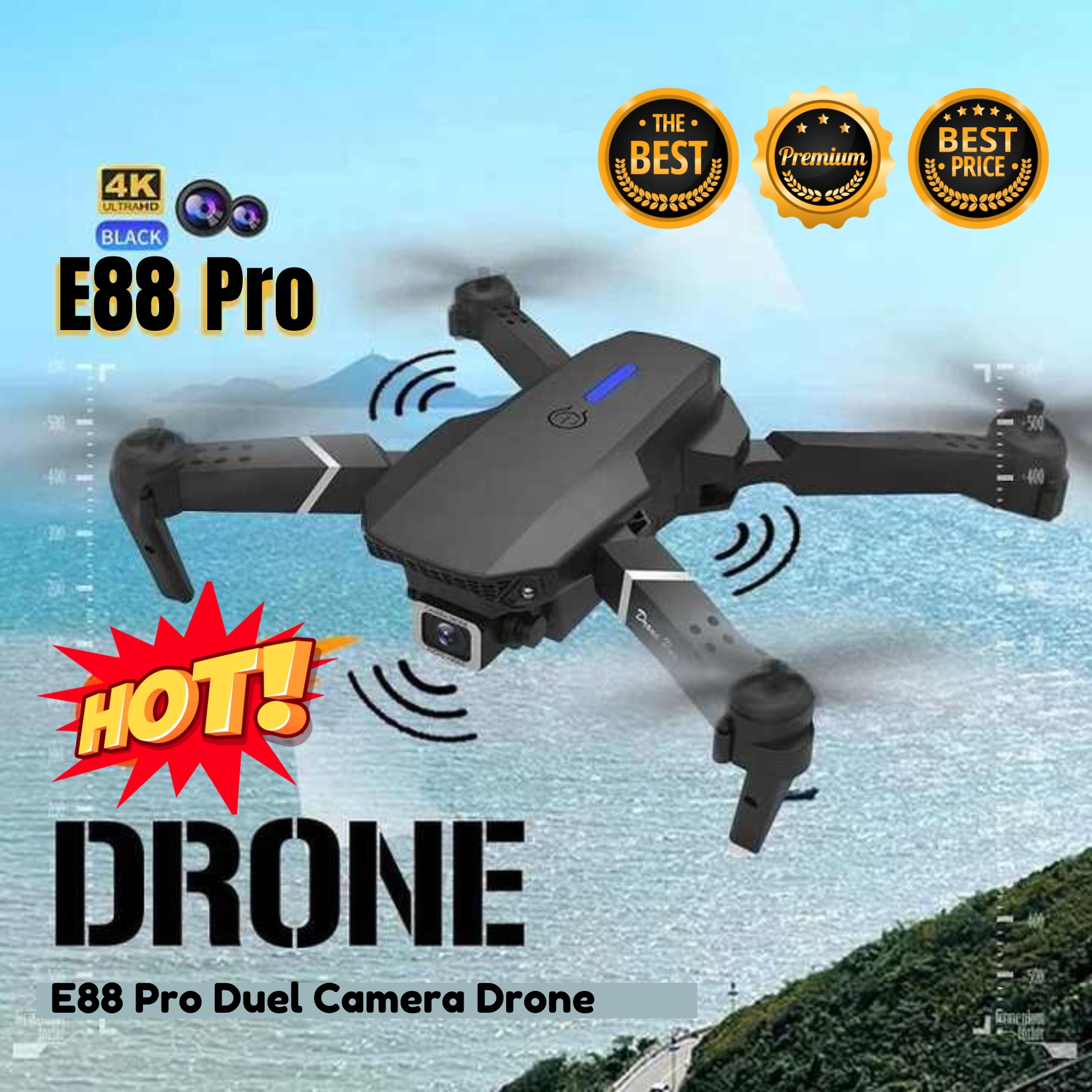 E88 Pro Dual-Camera Drone 4k Profesional HD 4k Rc Airplane Drone  Dual-Camera Wide-Angle Head Remote Quadcopter Airplane Toy Helicopter. 