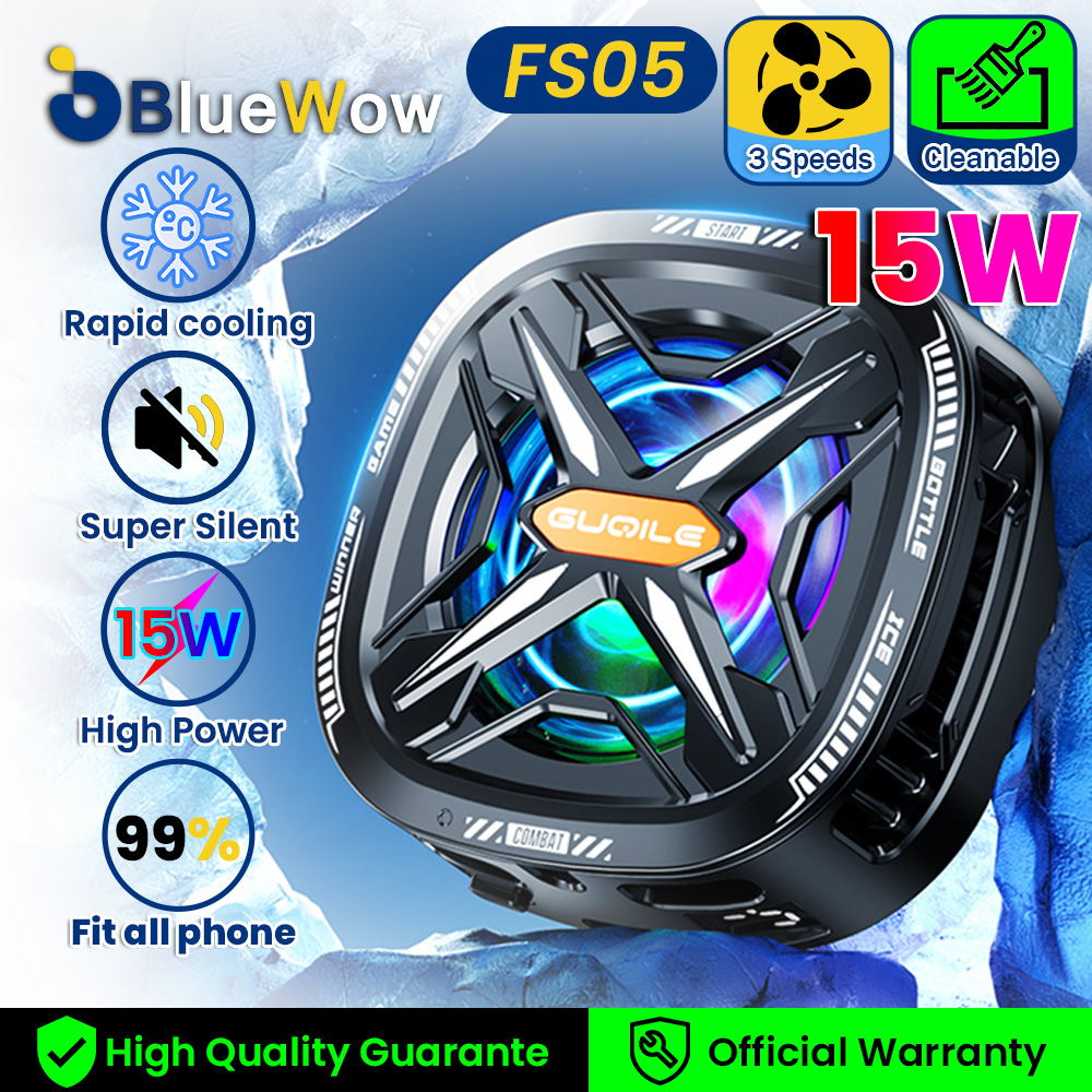 BlueWow FS05 Pro Black Shark Magnetic Cell Phone Cooler, RGB Phone Cooling Fan Portable Lightweight Mobile Phone Cooling Fan, Phone Radiator with Larger Cooling Area for Phone/Tablet/IPad. 