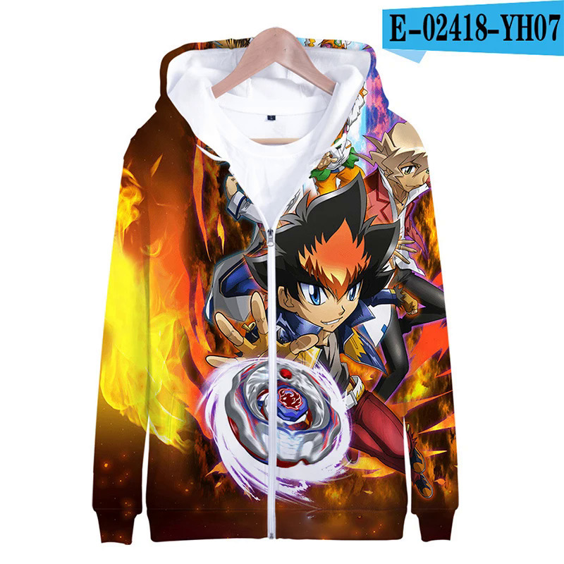 Hoodies Game Beyblade 3D Print Zipper Sweatshirts Boys Girls Sweatshirts Children Fashion Long Sleeve Oversize Hoodie Coat. 