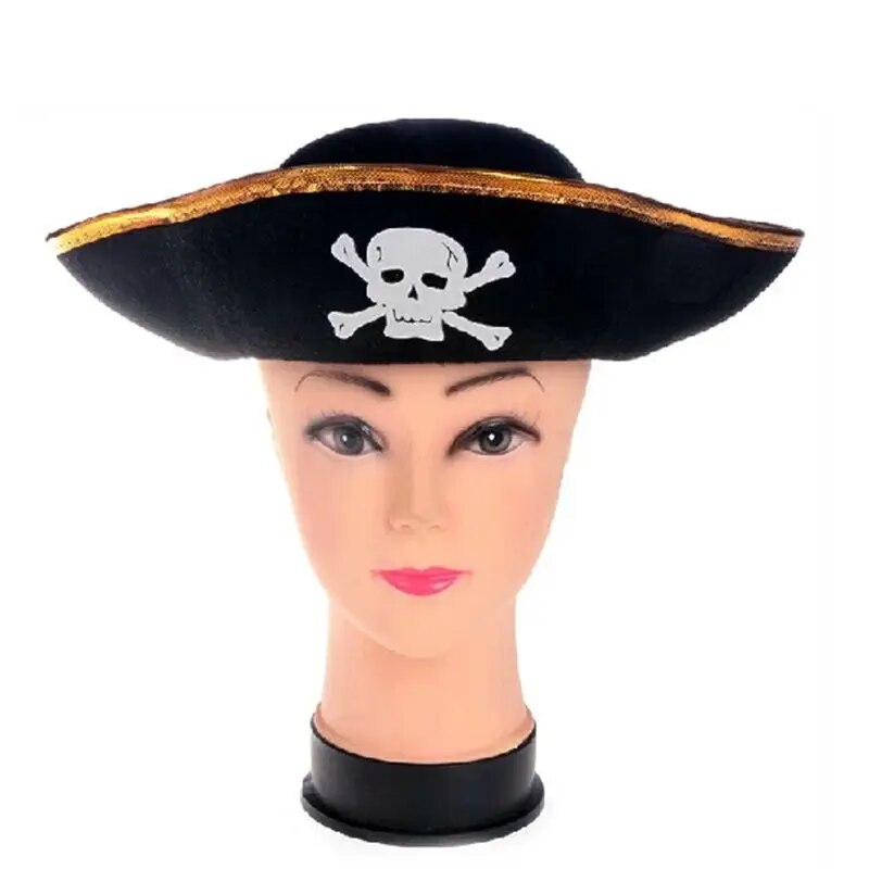 2024 New 12.99x12.99x3.54 Pirate Hat Three Cornered Buccaneer Costume Hat for Kids for Play Costume Supplies Captain Jack Party. 