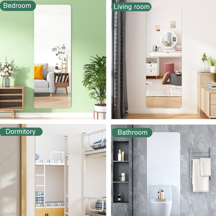 【BestGO】kansheng Acrylic soft mirror self-adhesive full-length mirror wardrobe door mirror wall sticker. 
