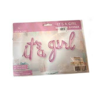 It's a Girl Script Letters Foil Balloon Banner for Gender Reveal Party ...