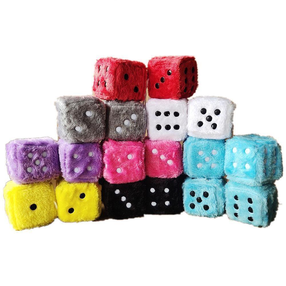 Spotty Car Dice Ornament Stylish Soft Decorative Rearview Mirror Dice Fluffy Furry Fluffy Dice for Car Accessory Vehicle Decoration Mirror Charm Gift Item Home Decor. 