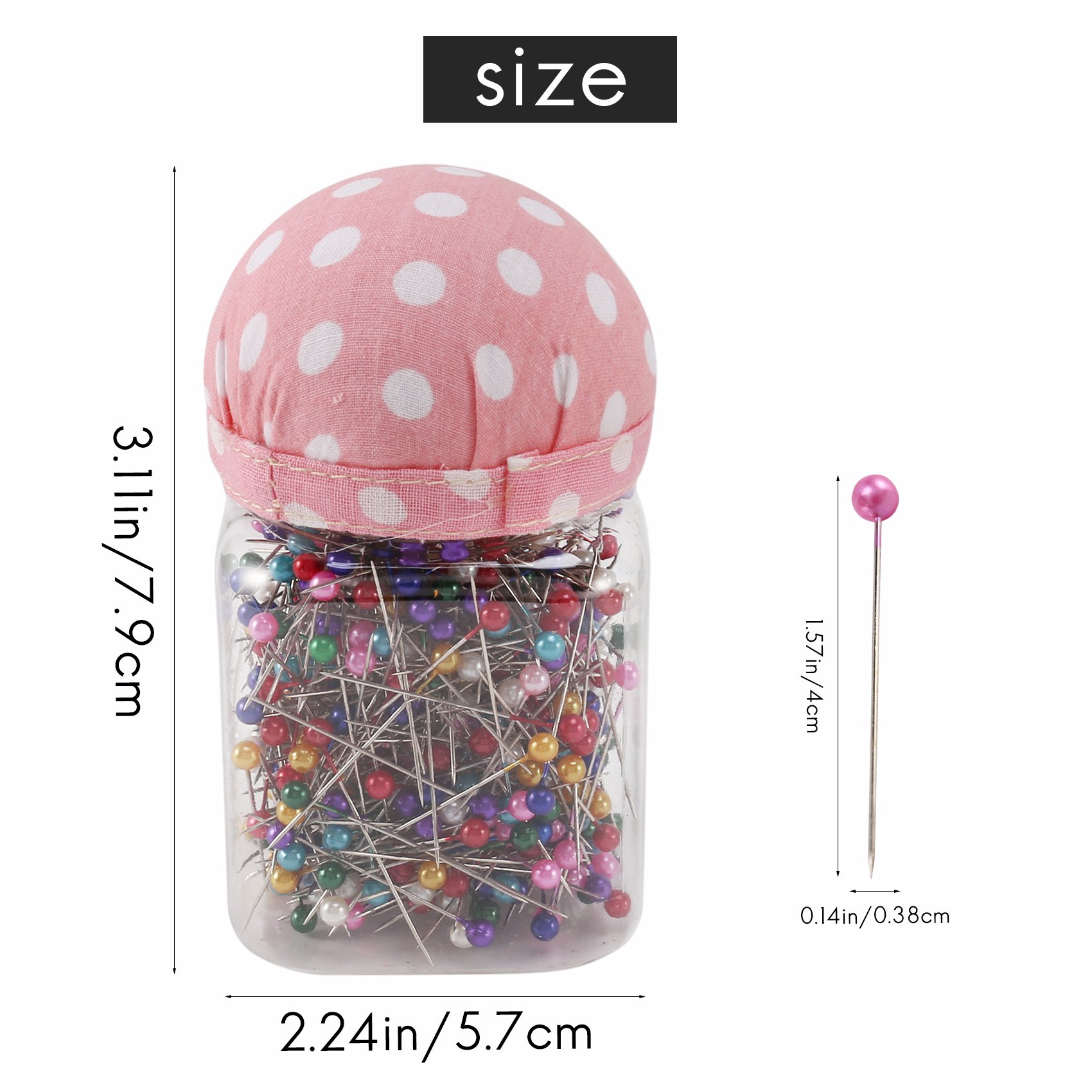 500Pcs Sewing Pins Pearl Needles Pink Fabric Cover Pin Cushion Bottle Tailoring Process. 