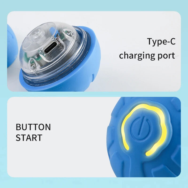 Kebidumei Smart Ball Dog Toy Pet Smart Self Rolling Electric Ball Toy USB Charging Interactive Pet Exercise Toy for Kittens Puppies. 
