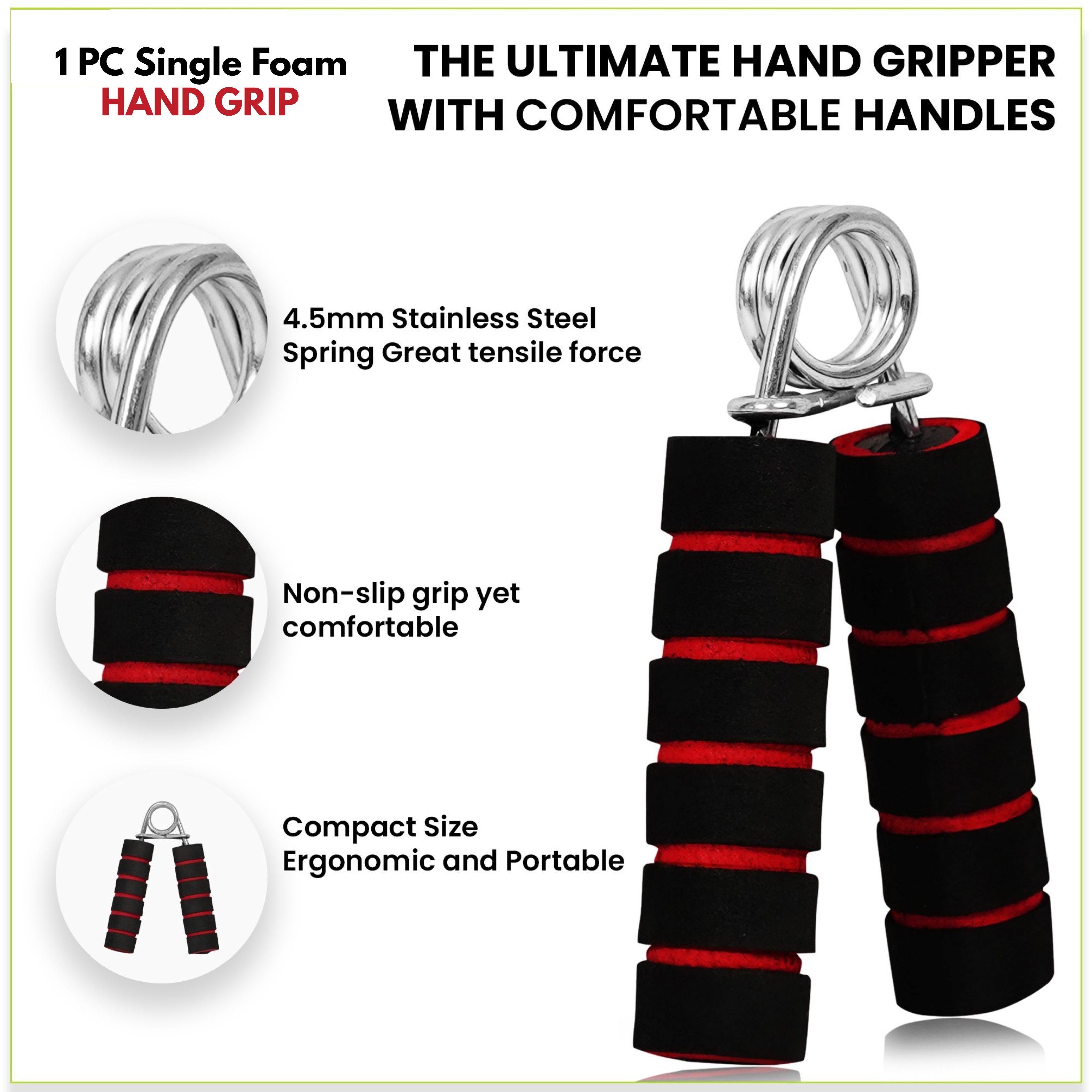 1 PC Single Hand Sport CrossFit Hand Grip Gripper Forearm Strength Expander Finger Exerciser. 
