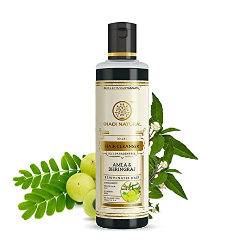 Khadi Natural Amla & Bhringraj Shampoo/Cleanser for Controlling Dandruff & Hair fall | Shampoo for Reducing Scalp Irritation | Paraben & Sulphate-Free | Suitable for All Hair Types, 210ml FROM INDIA(SAM)