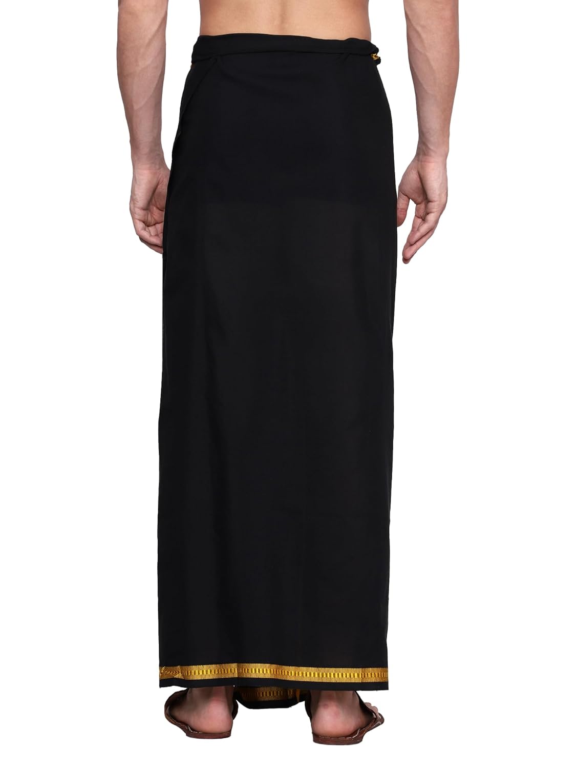 Gowri Tex Men's Cotton Colorful Lungi in Gold Zari Borders in Size 2 Mtrs Single Lungi- Pack Of 1  SAM. 