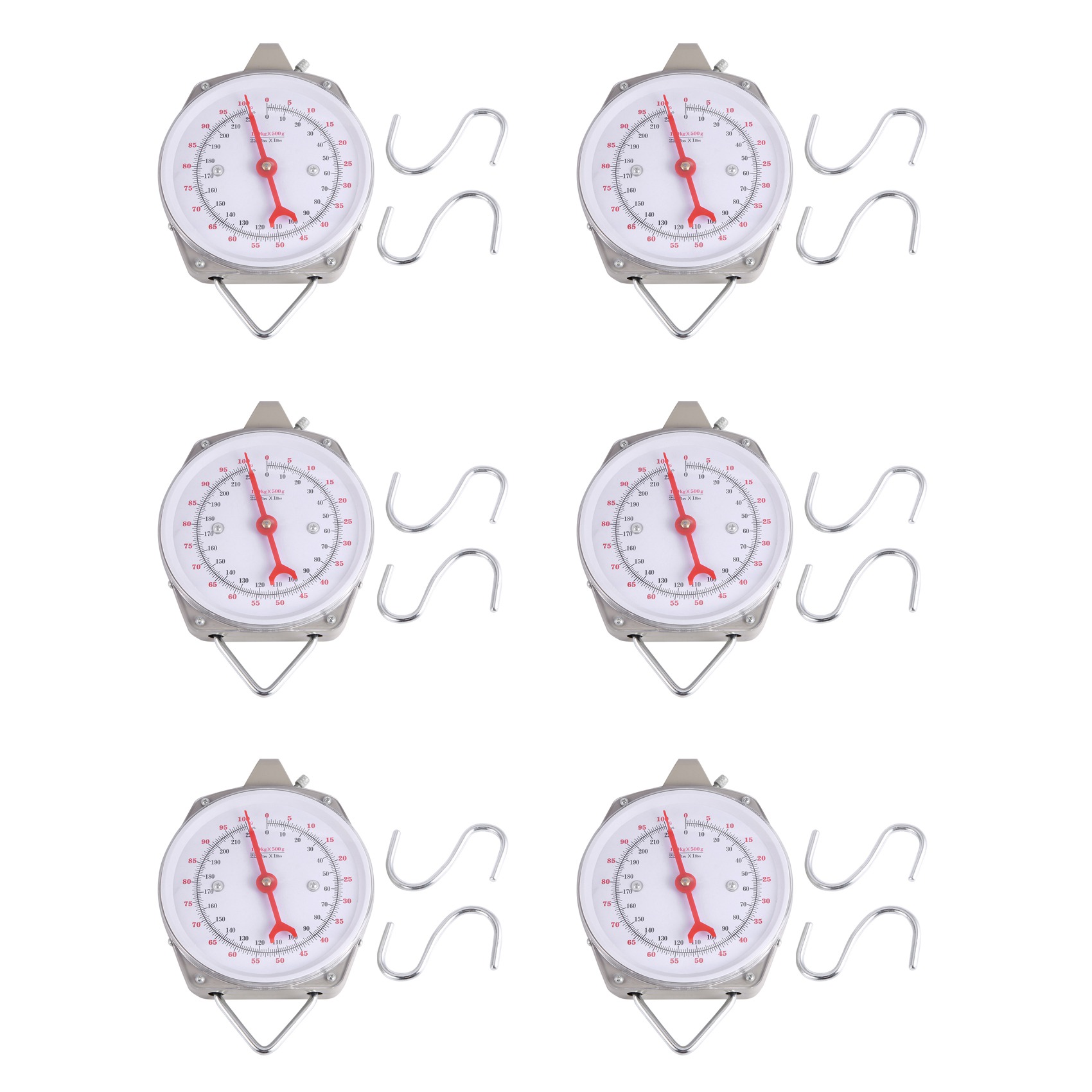 100Kg 220Lbs Hanging Scale Capacity Alloy Mechanical Hanging Scales with 12 Hook