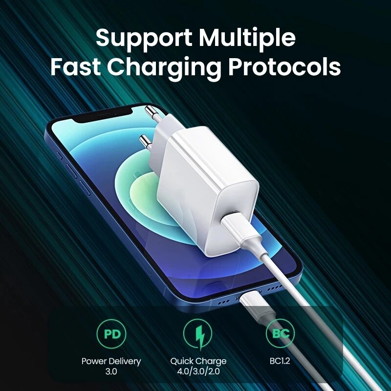 Original For APPLE 20W PD Charger For iPhone 14 13 12 11 Pro Max Fast Charging For iPhone XS MAX X XR 8 Plus 12 mini USB C Cable. 