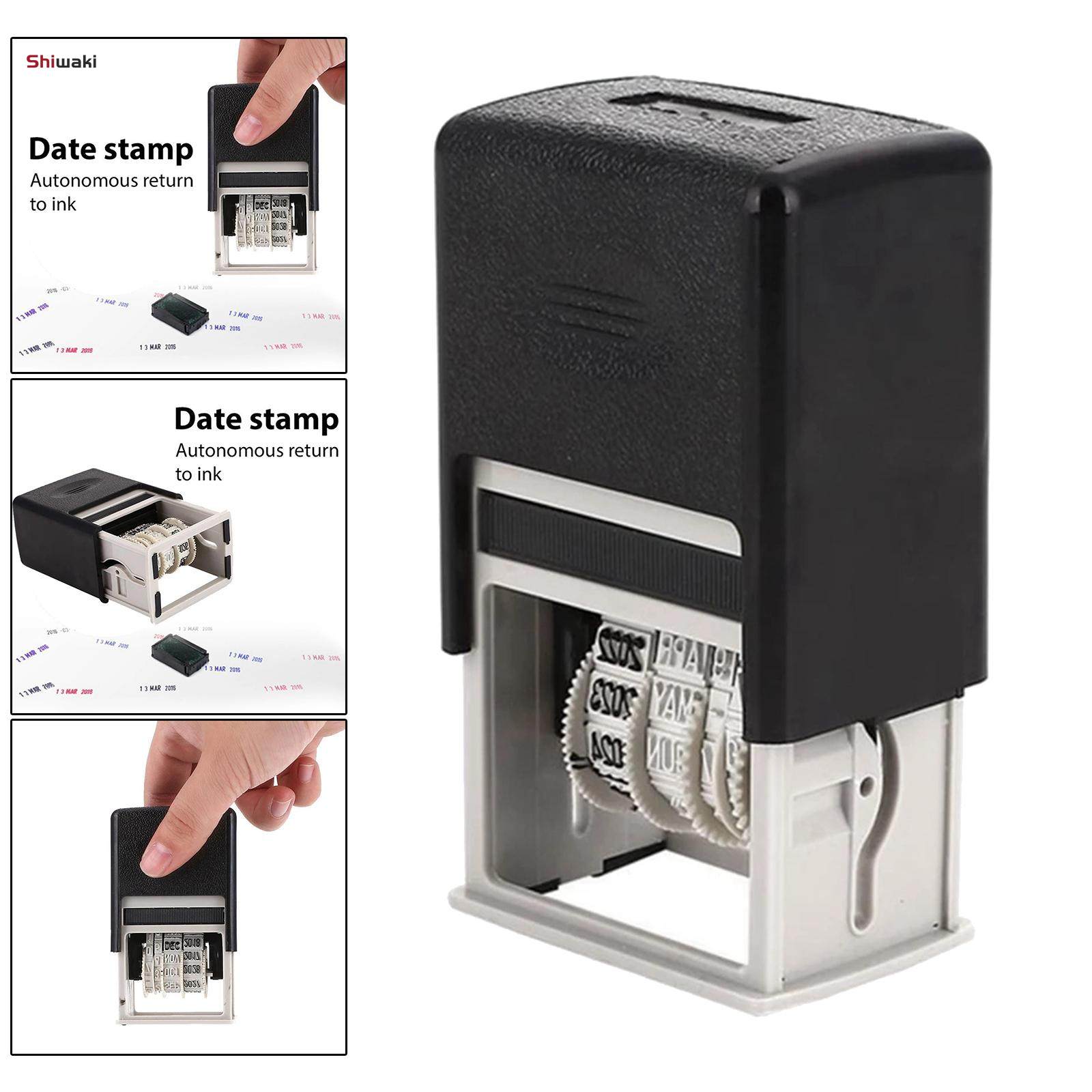 Self Inking Date Stamp with Adjustable Date Embellishment Crafts Business Print Stamp Office Years Month Day Shipping Due Date DIY Diary. 