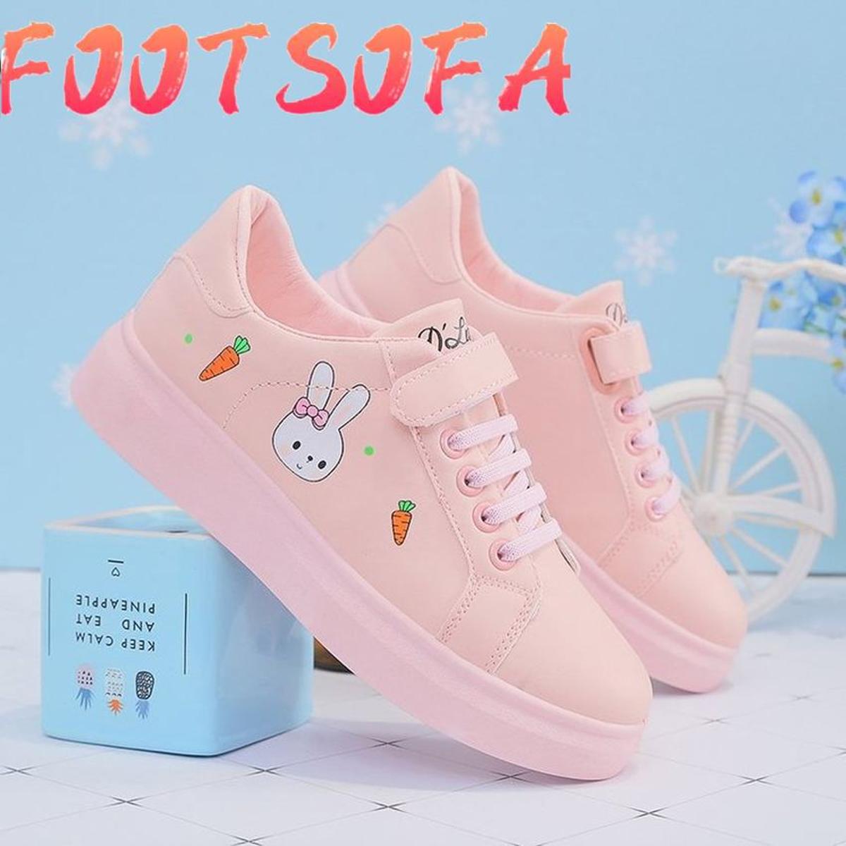 FOOT SOFA Women Casual Shoes Cartoons Animal Cute Decoration White Sneakers Lace up Outdoor Thick Bottom Woman Vulcanized Shoes Daraz.lk