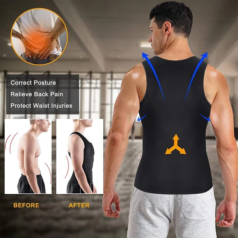 Men Waist Trainer Sauna Vest Fitness Corset Abdomen Slimming Body Shaper Belly Reducing Shapewear Burn Fat Shirt Trimmer BeltHats & Caps. 