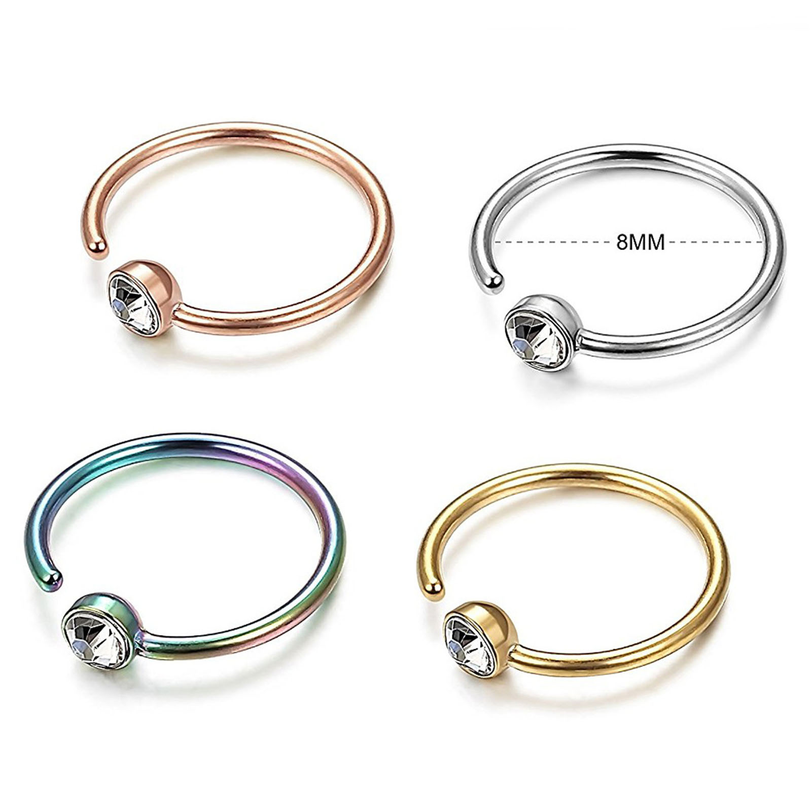 Nose Ring Stylish Skin-friendly Multi Colors Non Piercing Nose Hoop for Party. 