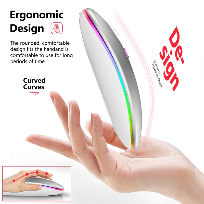 Bluetooth 5.2 Wireless Luminous Mouse Tablet Phone Computer 2.4GHz USB Charging Wireless Mouse 1600DPI Portable Gaming Mouse. 