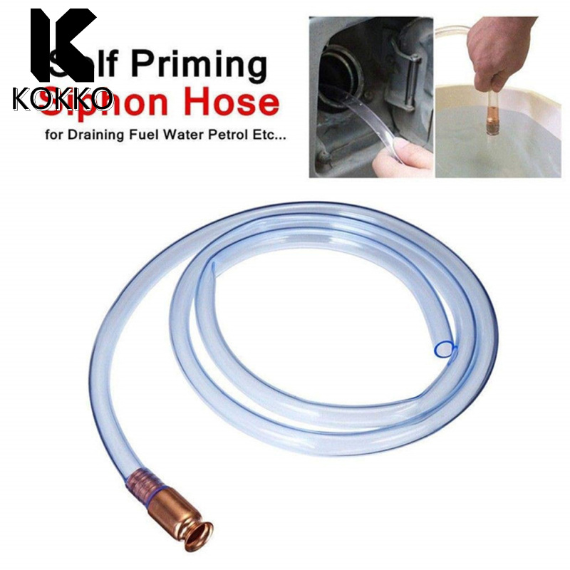KOKKO Self Priming Siphon Hose, Crystal Clear Food Grade Tubing 5.9ft Length, 0.07in Thickness Multipurpose Siphon Hose For Water, Liquids, Oil & Gas, Aquarium Draining