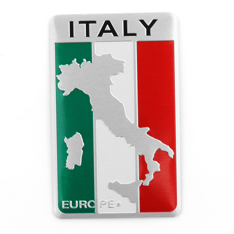 Aluminum 3D Metal ITALY Italian Flag Sticker Emblem Badge Decal Car Decorate. 