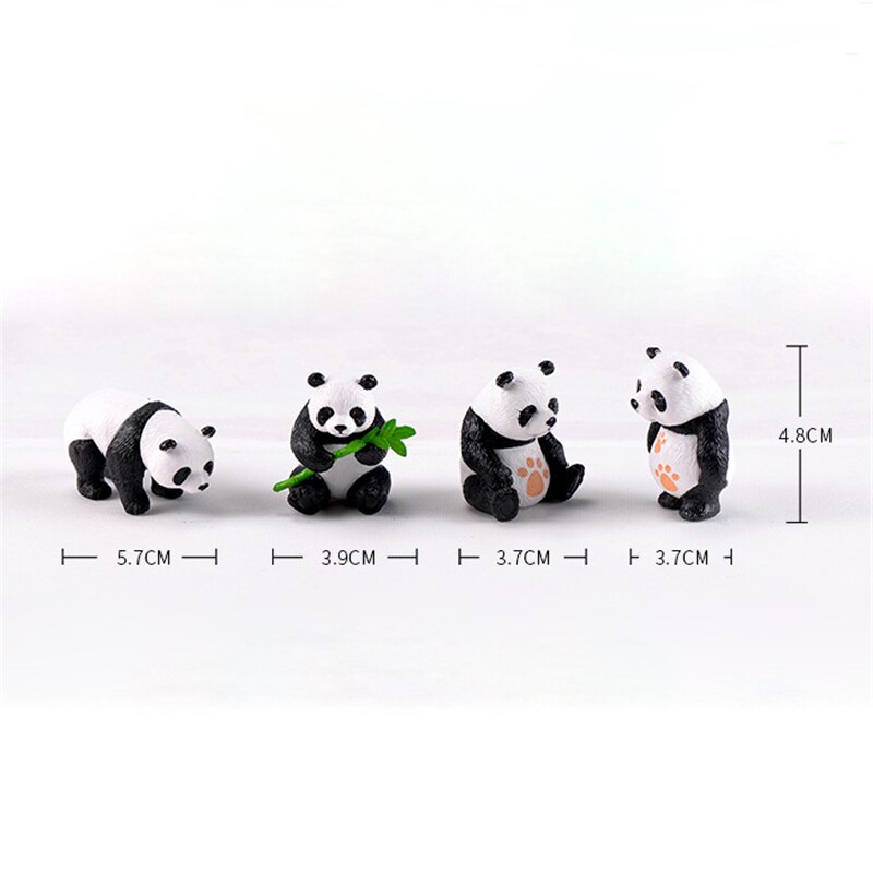 【Serendipity party】4 Pc/SetWhite Black Moss Micro Landscape Terrarium Figurine Resin Funny Panda Ornament Fairy Garden