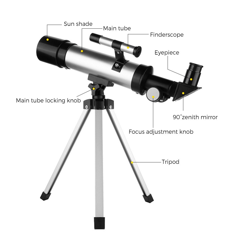 Erchu Astronomical Mirror with 90x Band Viewing Binocular and Tripod - silver. 