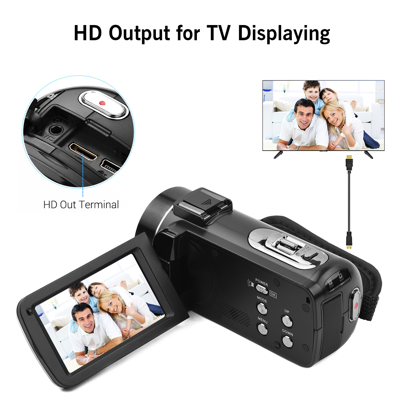 2.7K Ultra HD Digital Video Camera DV Camcorder 36MP 16X Zoom 3-inch Rotatable LCD Touch Screen IR Night Vision Motion Dectection Anti-shaking Time Lapse Slow Motion with 0.39X Wide Angle Lens Re-mote Control 2pcs Re-chargeable Batt-eries. 