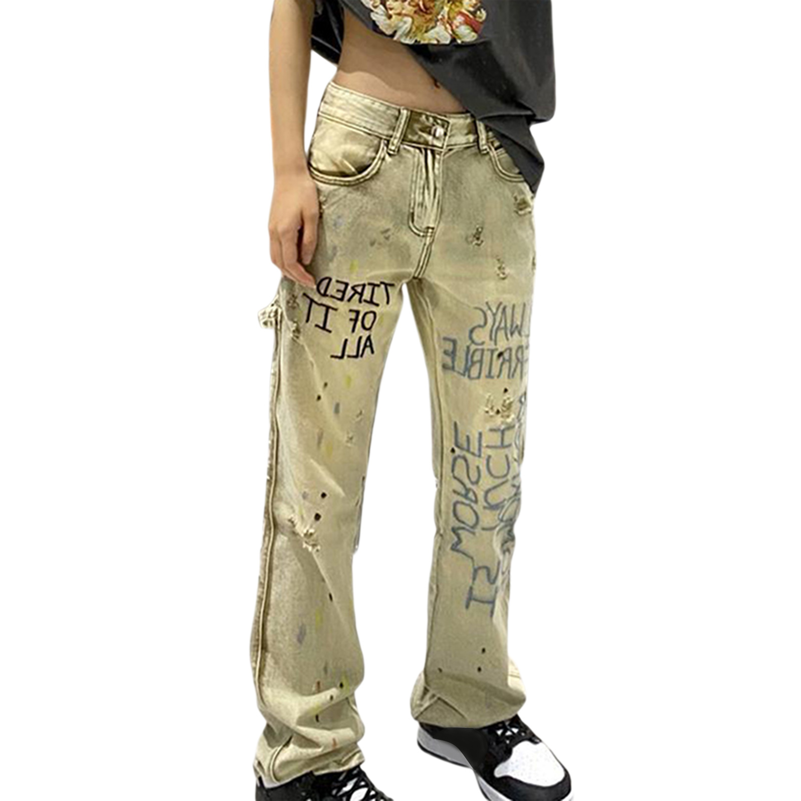 Women's Straight Leg Jeans, Letter 